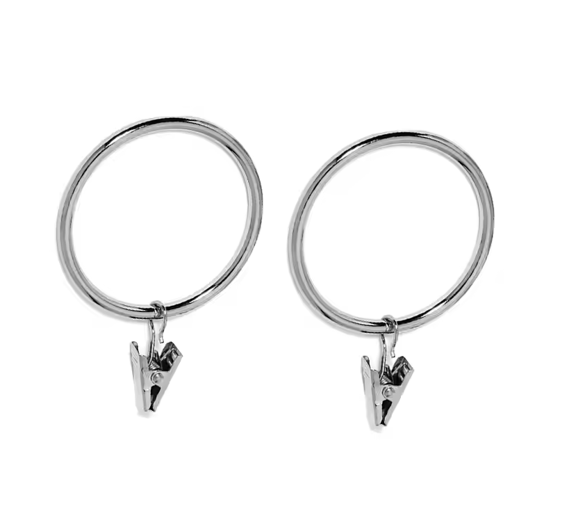 Silver Curtain Rings With Clips 30mm - Pack of 10