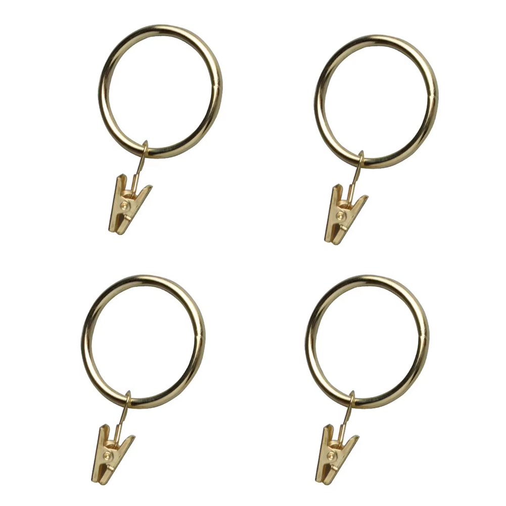 Brass Curtain Rings With Clips 30mm - Pack of 10