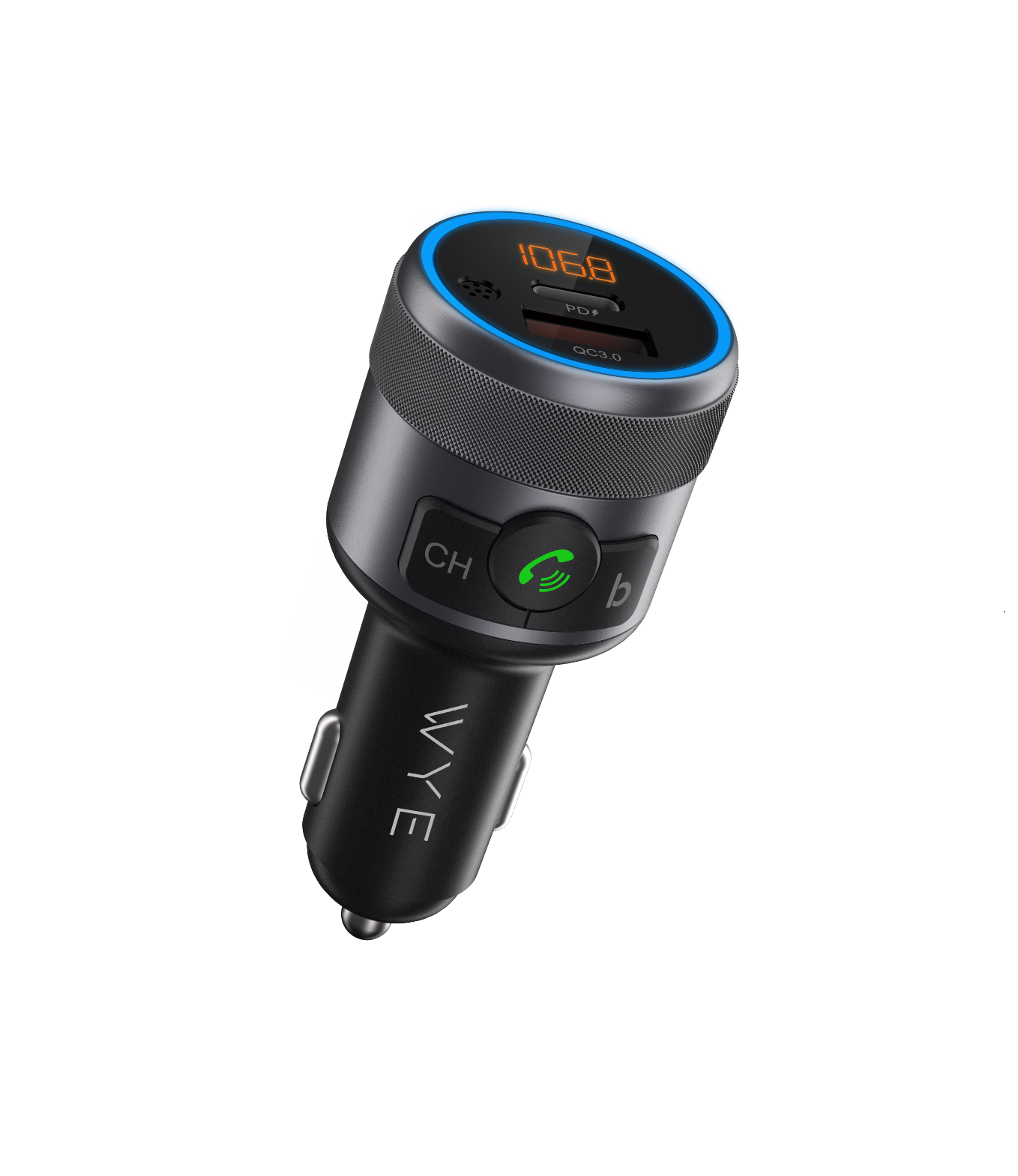 WYE Flux - In-Car Charger & FM Transmitter with Voice Assistant