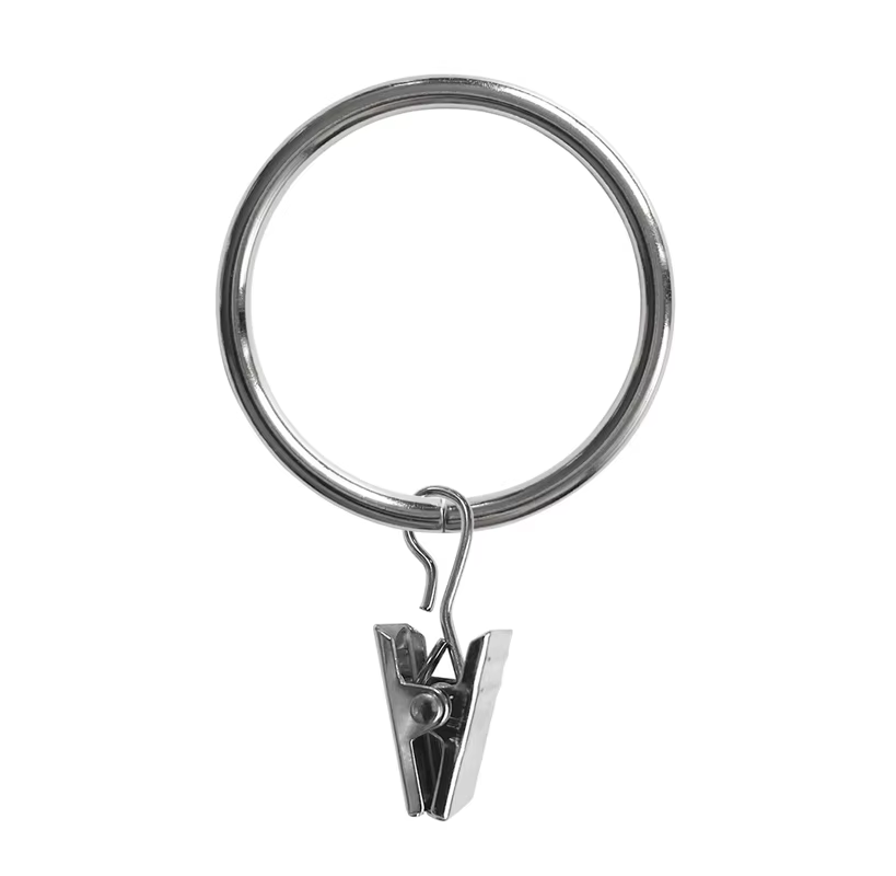 Silver Curtain Rings With Clips 30mm - Pack of 10