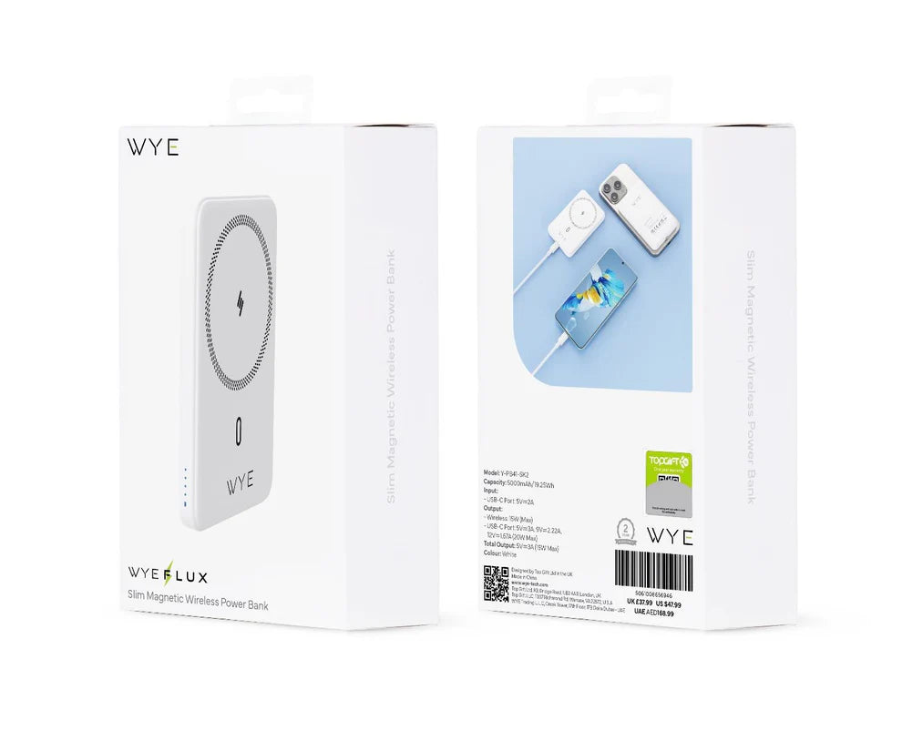 WYE FLUX Slim Magnetic Wireless Power Bank 5000 mAh