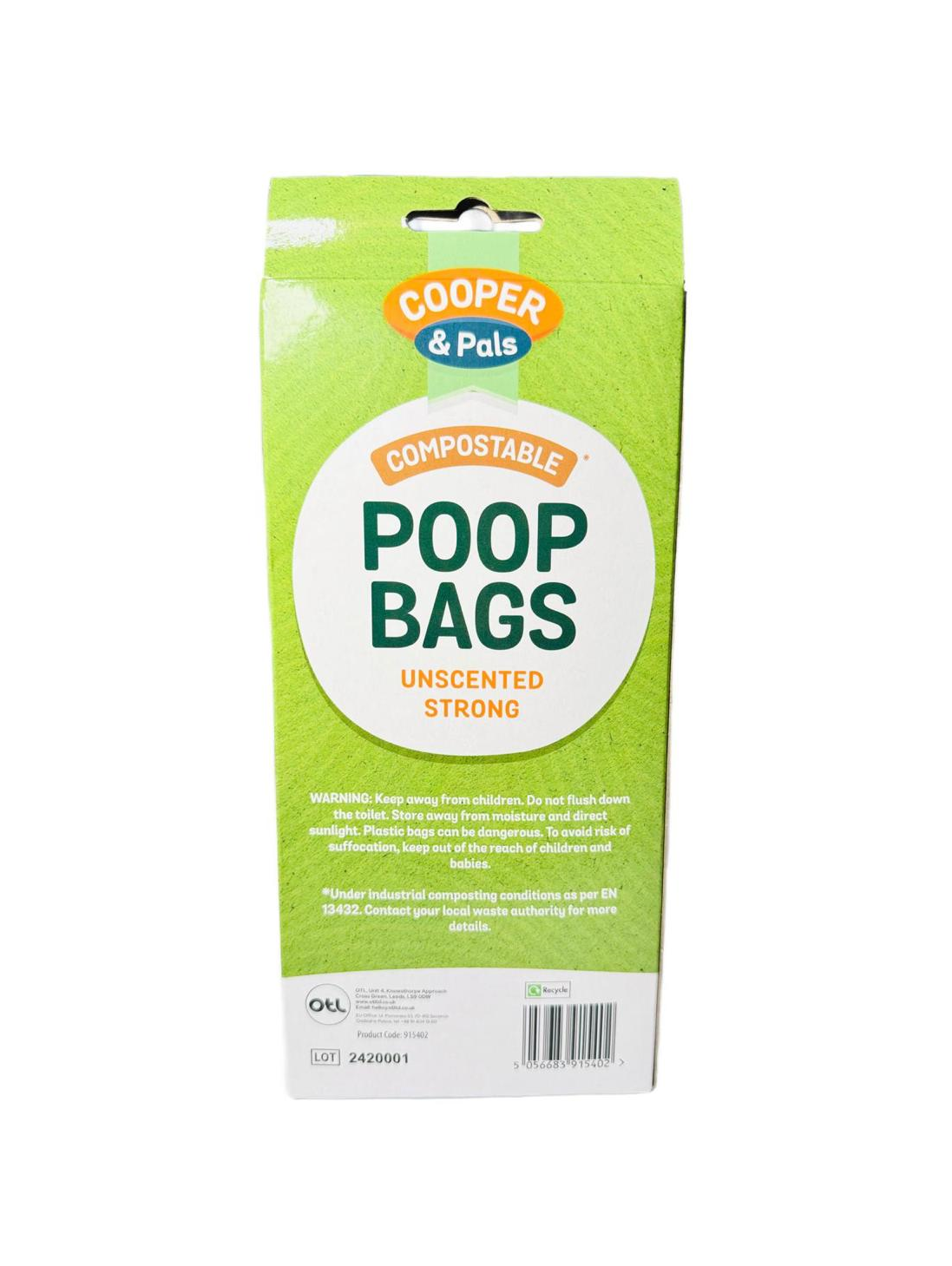 Pet Dog Compostable Poop Bags with Tie Handles Pack of 100 - Green Unscented