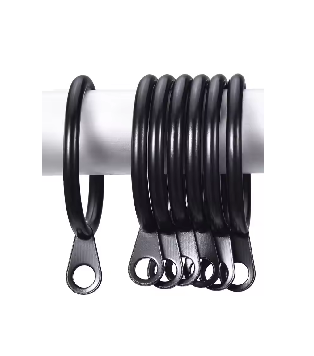 Black Curtain Rings Without Clips 30mm - Pack of 12