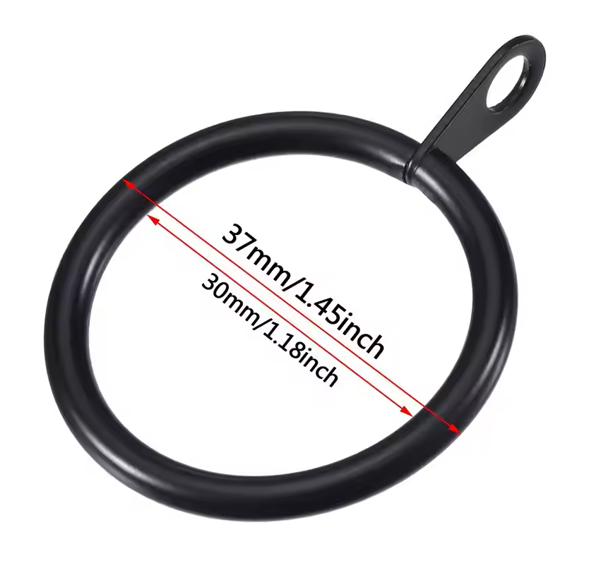 Black Curtain Rings Without Clips 30mm - Pack of 12