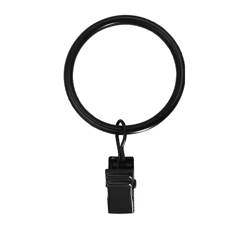 Black Curtain Rings With Clips 30mm - Pack of 10
