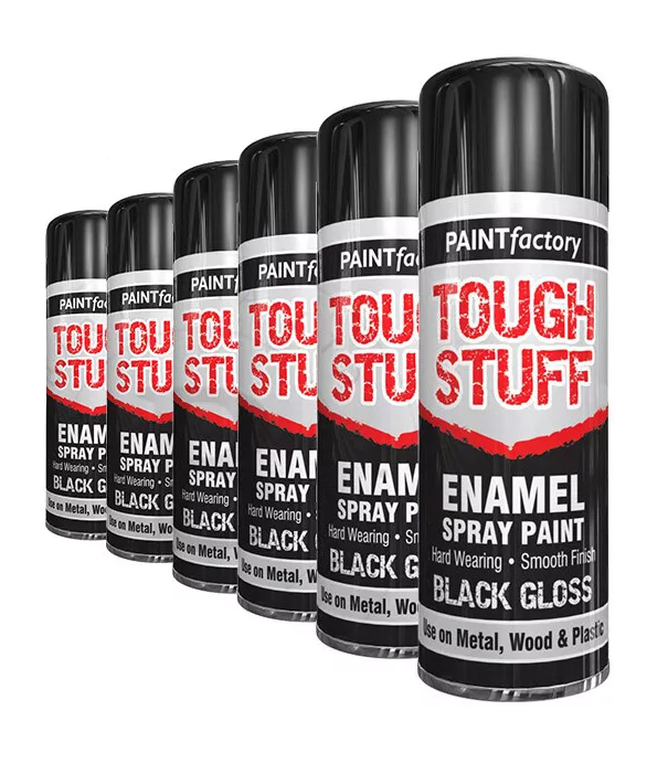 Paint Factory Tough Stuff Enamel Black Gloss Spray Paint - 400ml