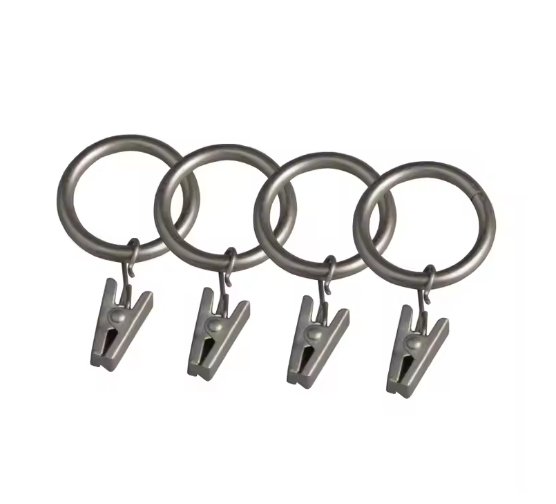 Silver Curtain Rings With Clips 30mm - Pack of 10
