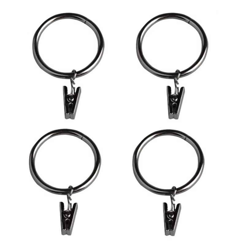 Silver Curtain Rings With Clips 30mm - Pack of 10