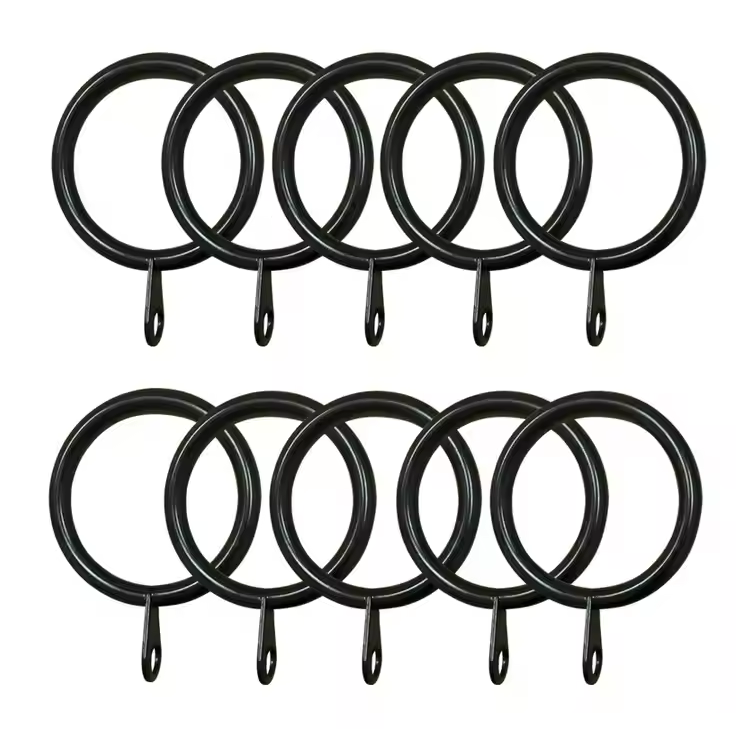 Black Curtain Rings Without Clips 30mm - Pack of 12