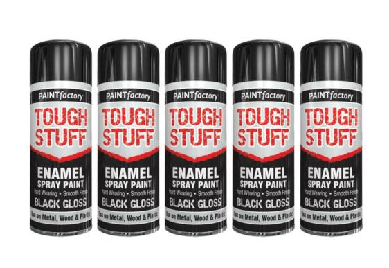 Paint Factory Tough Stuff Enamel Black Gloss Spray Paint - 400ml