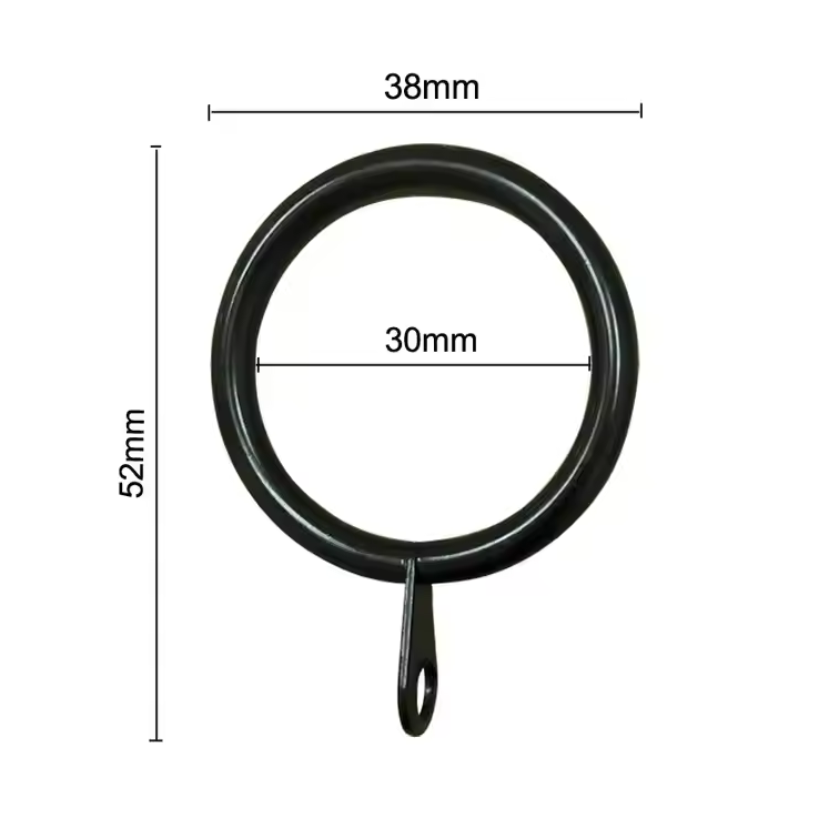 Black Curtain Rings With Clips 30mm - Pack of 10