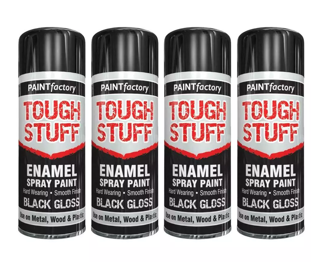 Paint Factory Tough Stuff Enamel Black Gloss Spray Paint - 400ml