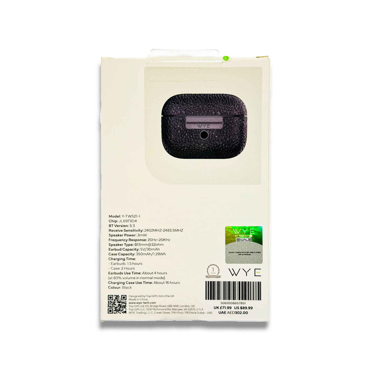 WYE WAVE Premium Wireless Earbuds without Earlids - Brown