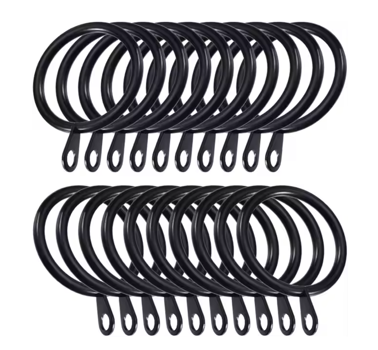 Black Curtain Rings Without Clips 30mm - Pack of 12