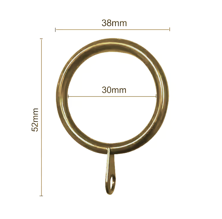 Brass Curtain Rings With Clips 30mm - Pack of 10