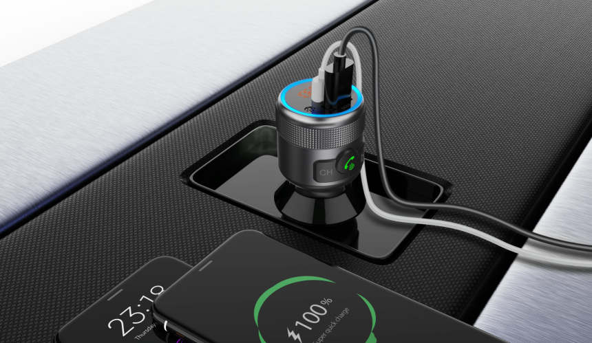 WYE Flux - In-Car Charger & FM Transmitter with Voice Assistant
