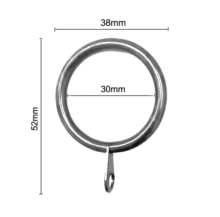 Silver Curtain Rings Without Clips 30mm - Pack of 12