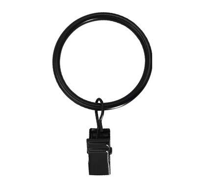 Black Curtain Rings With Clips 30mm - Pack of 12