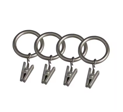 Silver Curtain Rings With Clips 30mm - Pack of 12