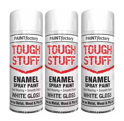 Paint Factory Tough Stuff Enamel White Gloss Spray Paint - 400ml