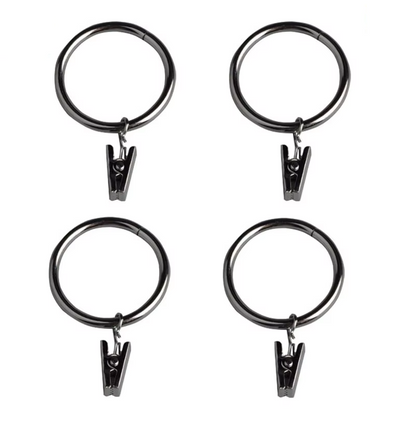 Silver Curtain Rings With Clips 30mm - Pack of 12