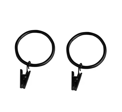 Black Curtain Rings With Clips 30mm - Pack of 12