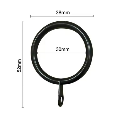 Black Curtain Rings With Clips 30mm - Pack of 12