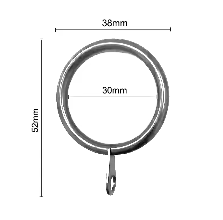 Silver Curtain Rings With Clips 30mm - Pack of 12