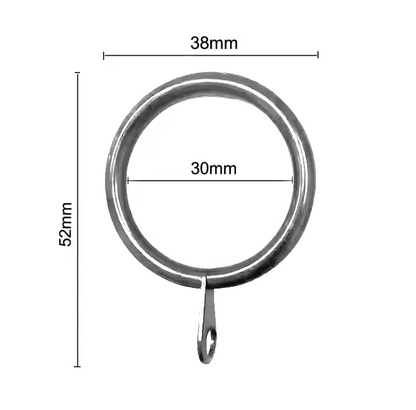 Silver Curtain Rings With Clips 30mm - Pack of 12