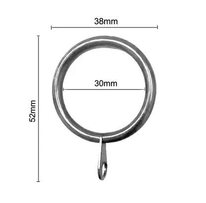 Silver Curtain Rings Without Clips 30mm - Pack of 12